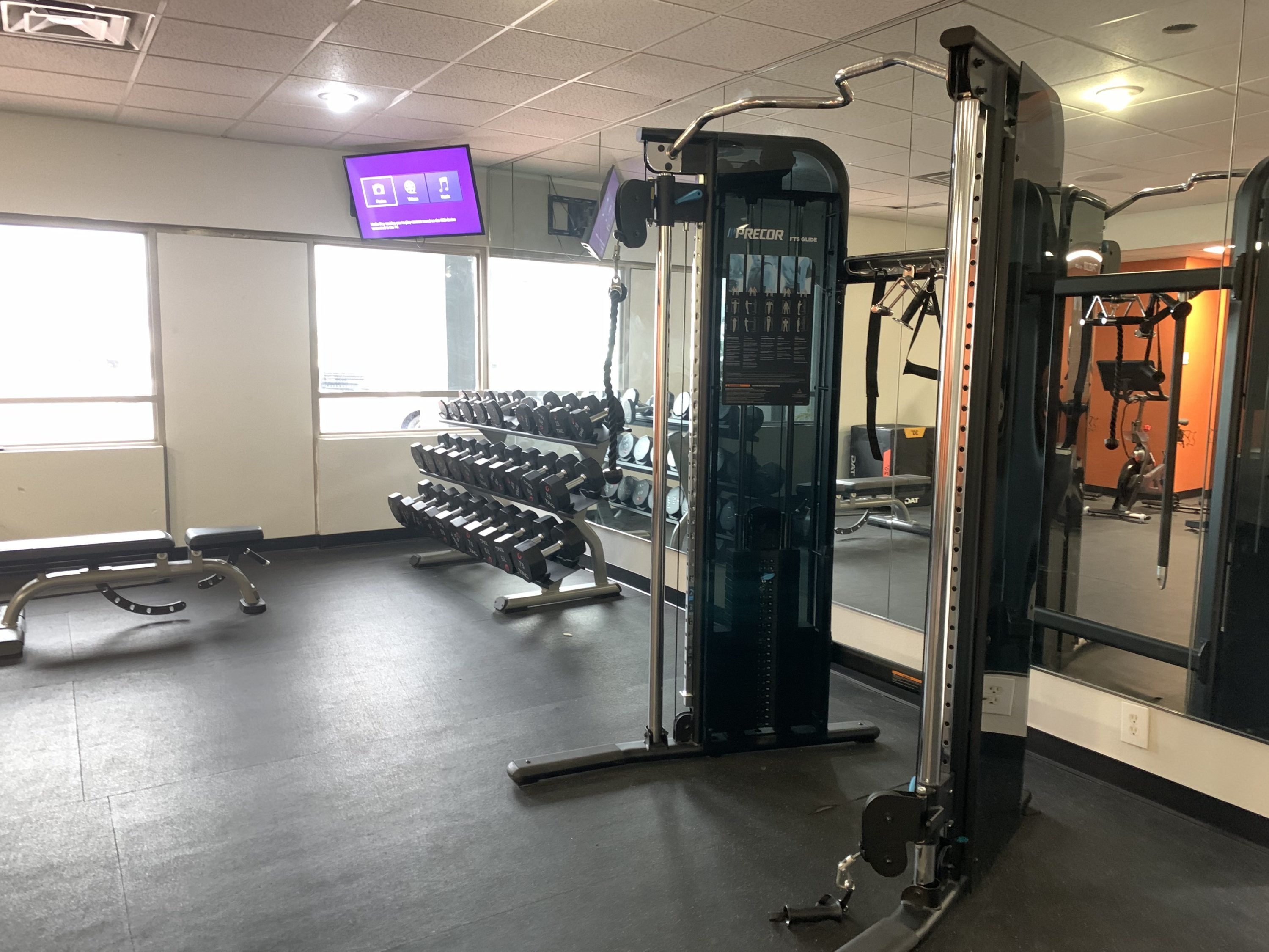 Resistance equipment in the fitness center at the DoubleTree by Hilton Corpus Christi Beachfront
