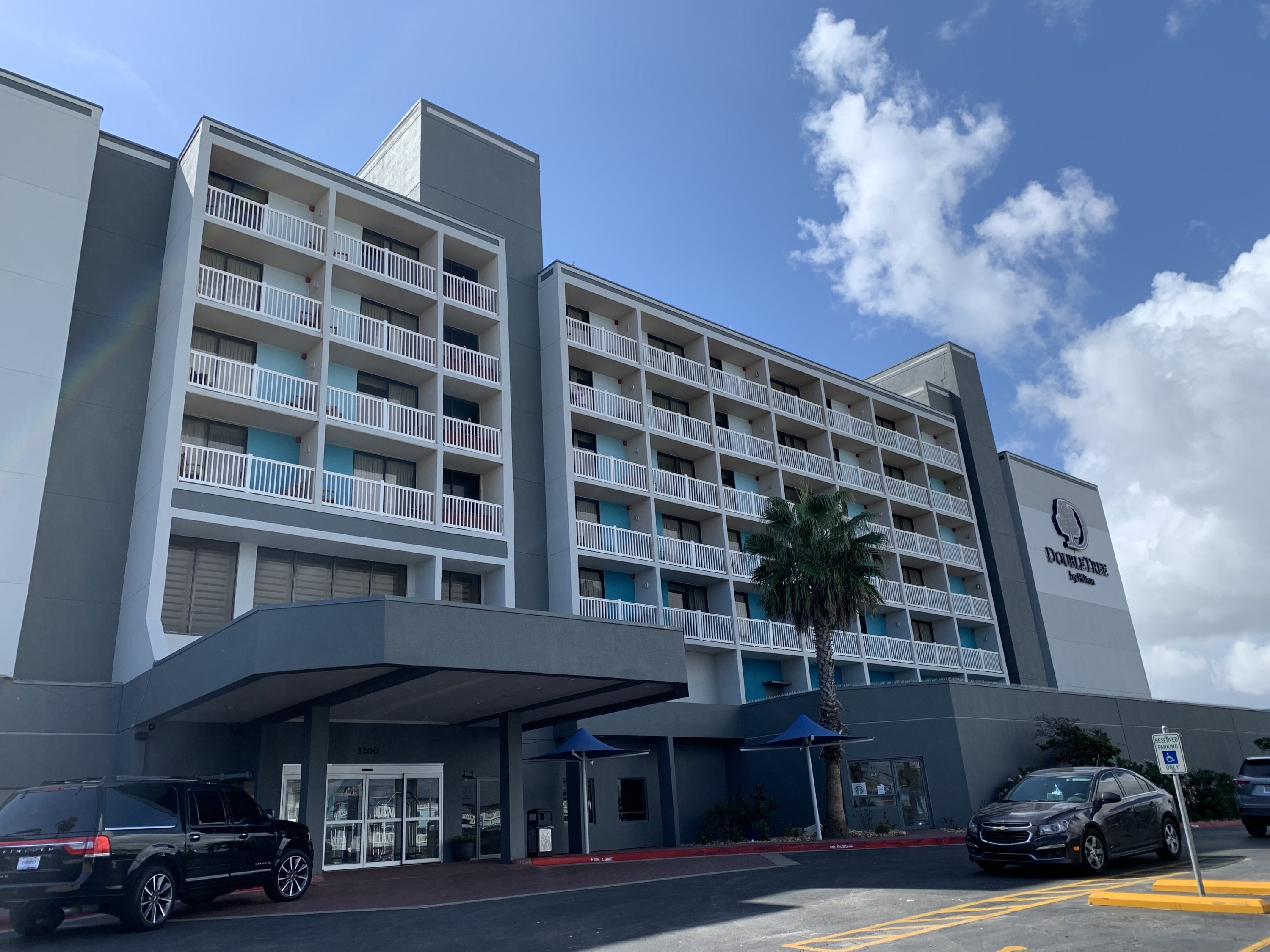Street side entrance to the DoubleTree by Hilton Corpus Christi Beachfront