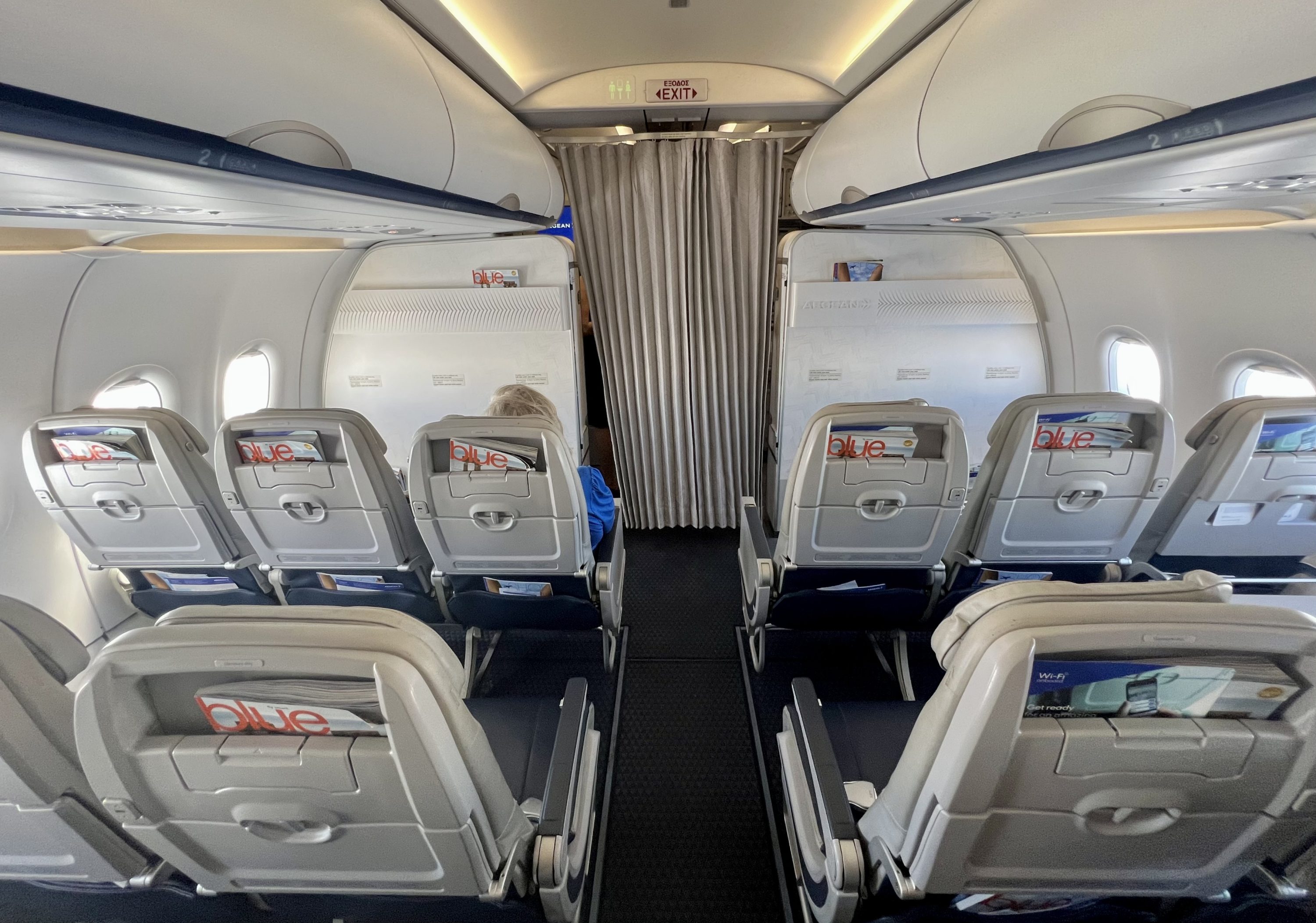 Aegean upgrade bid Aegean Airbus A320neo business class cabin from rear