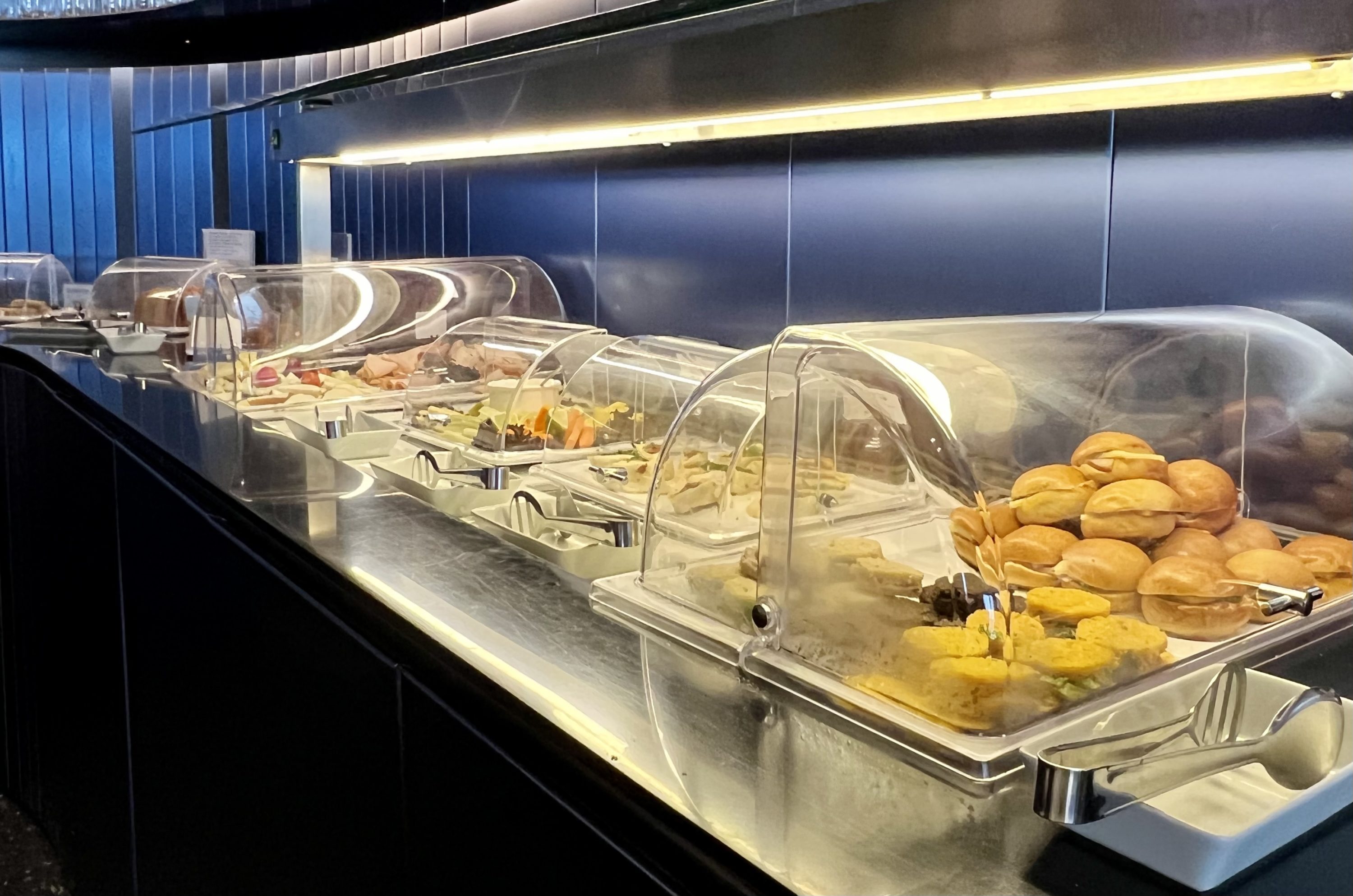 Aegean upgrade bid Aegean Lounge buffet close up