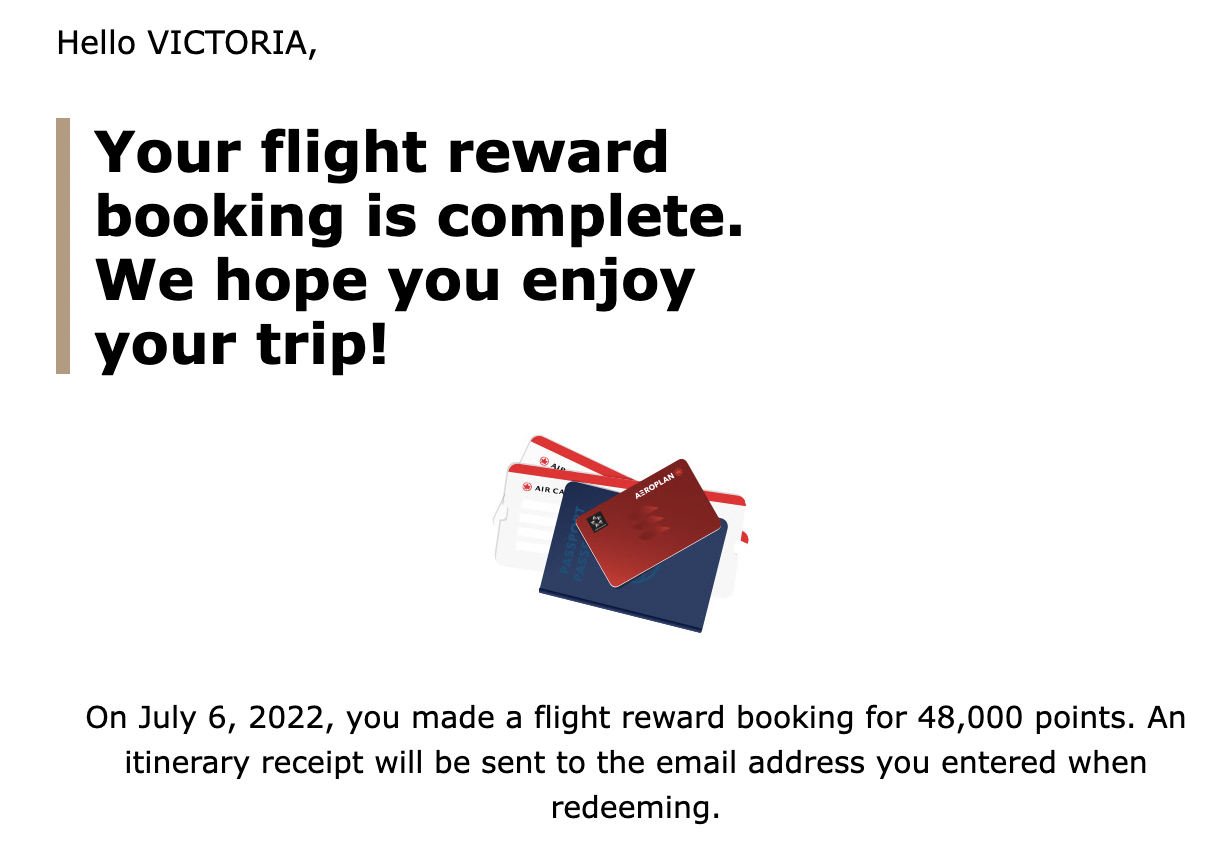 Aeroplan redemption