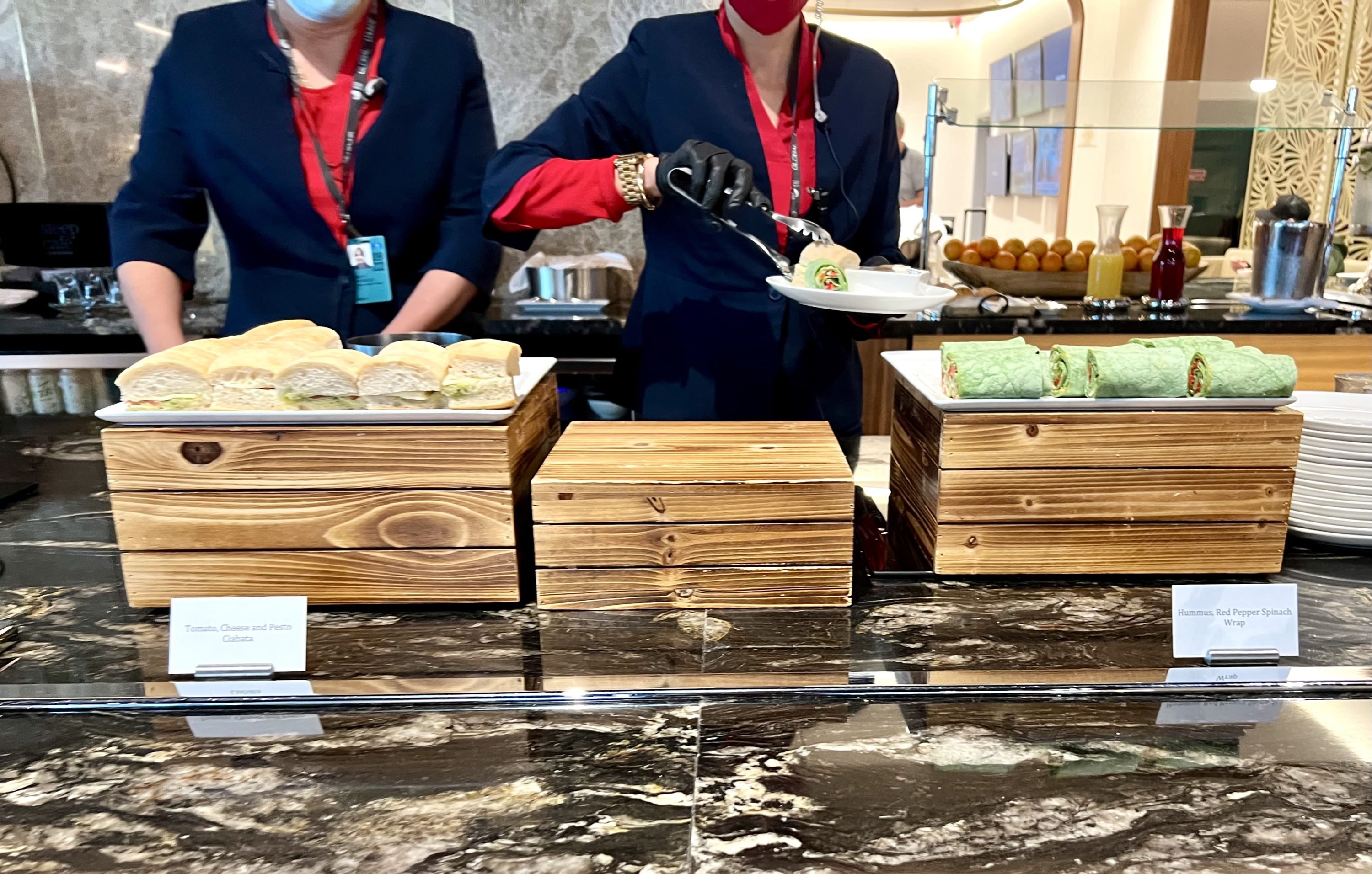 Avianca Boeing 787 Business Class MIA Turkish Airlines Lounge buffet close up
