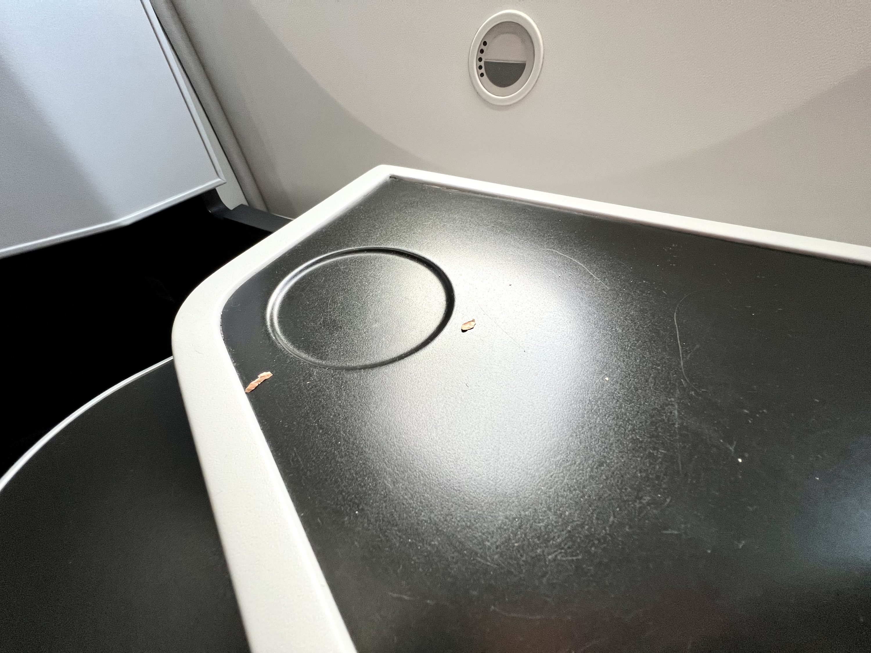 Avianca Boeing 787 Business Class seat dirt