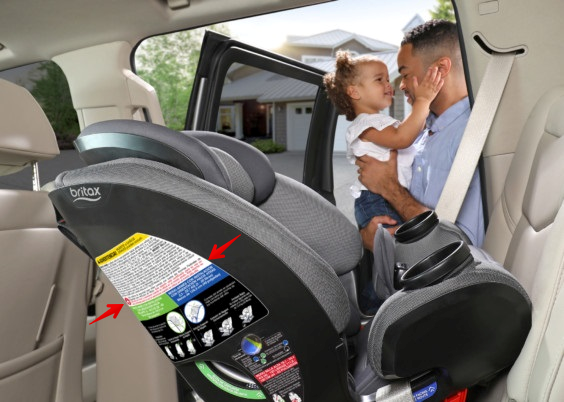 Britax car seat FAA label