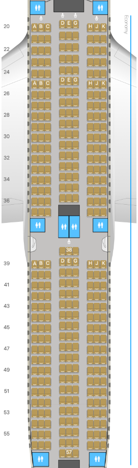 Etihad A350 1000 economy class seat map Etihad A350-1000 economy class seat map