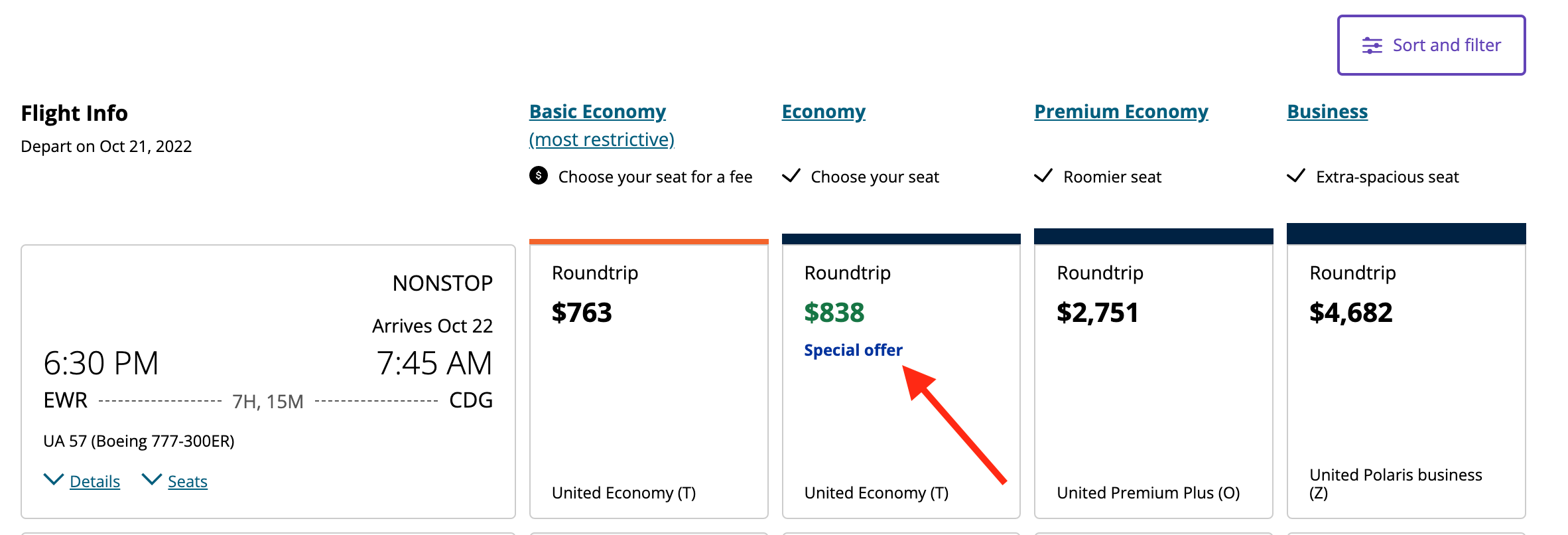 Flights eligible for United AVIATION75 promo code