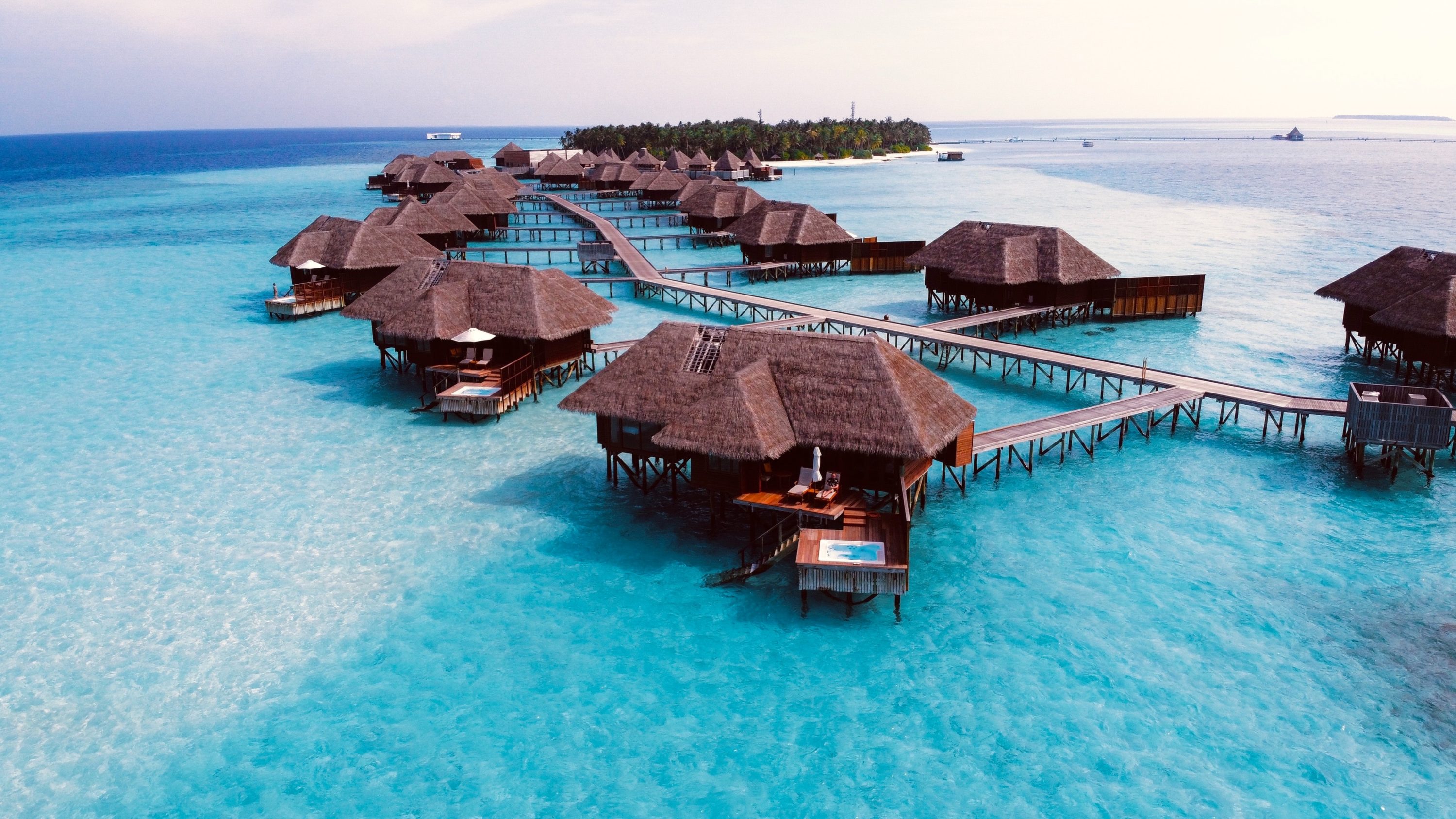 Overwater bungalows in the Maldives