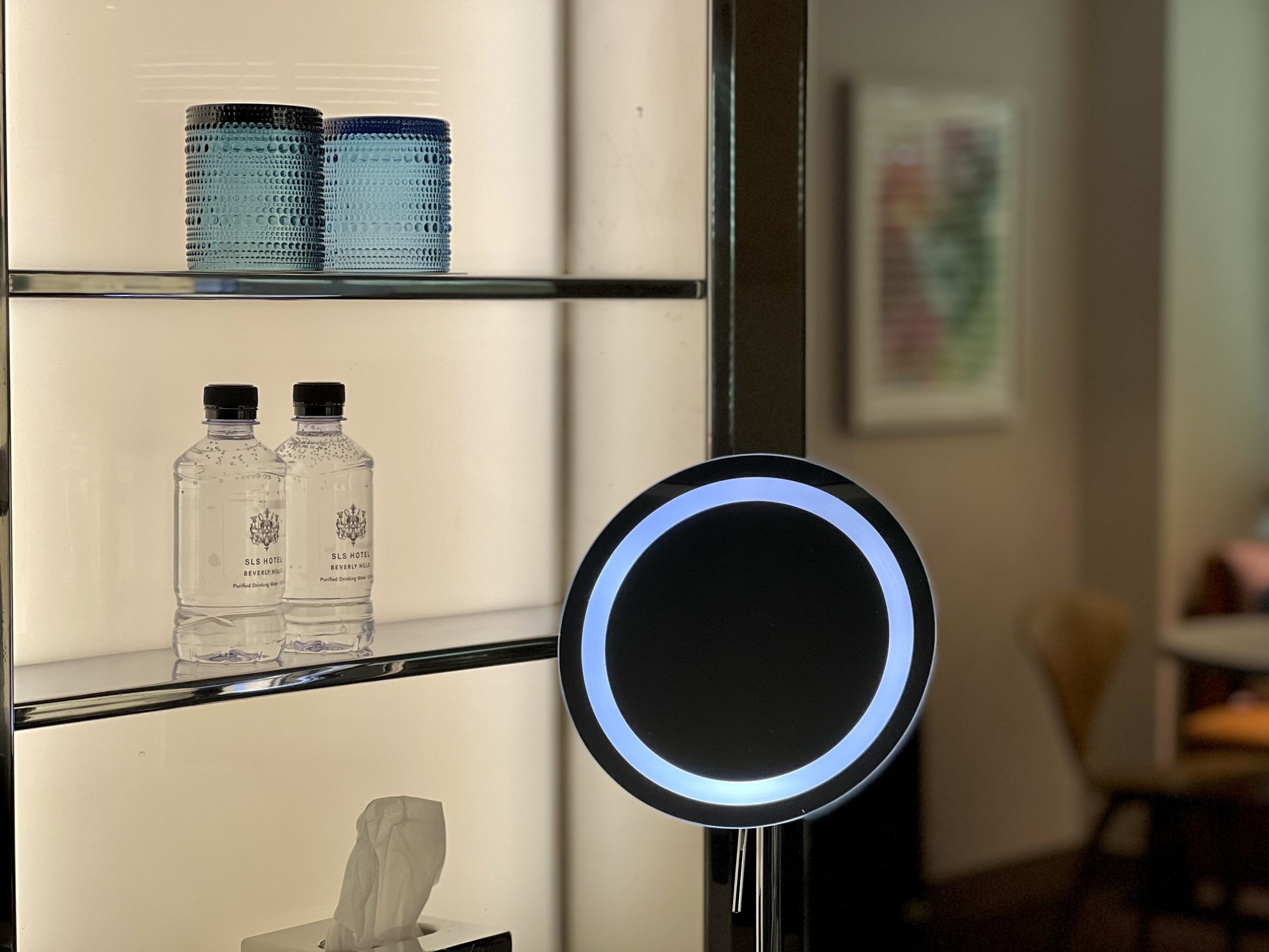 SLS Hotel, a Luxury Collection Hotel, Beverly Hills bathroom branded water bottles