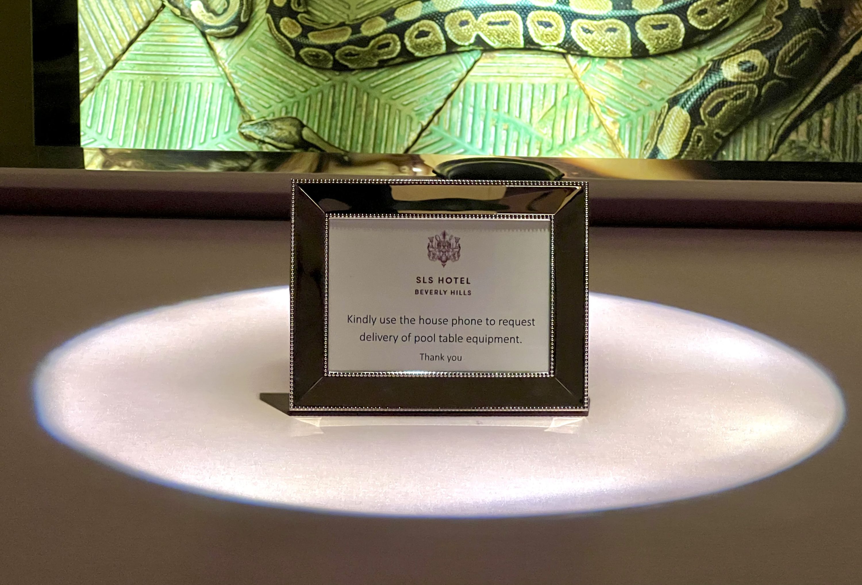 SLS Hotel, a Luxury Collection Hotel, Beverly Hills pool table sign