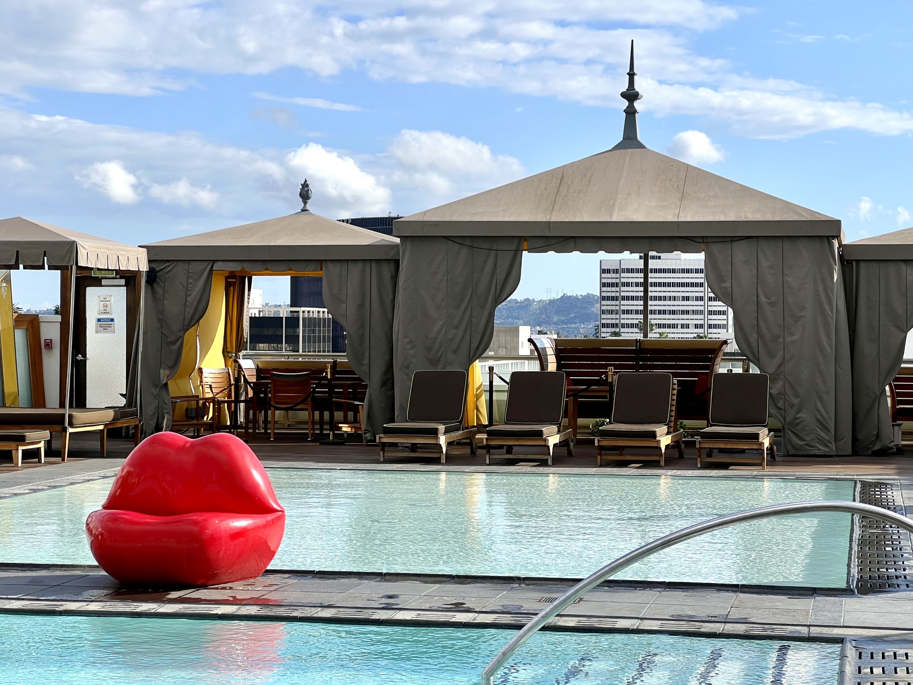 SLS Hotel Beverly Hills Luxury Collection rooftop pool lip seat