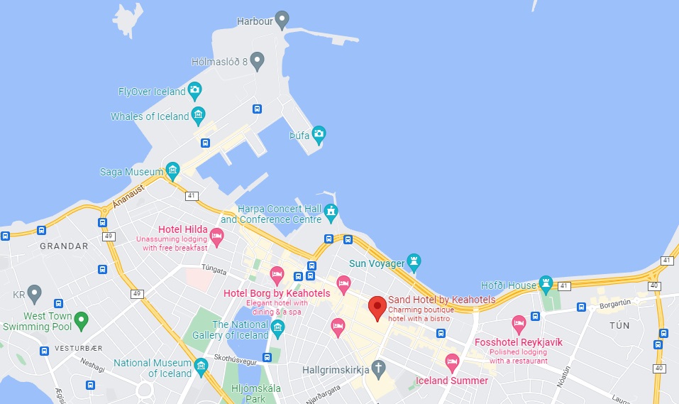 Sand Hotel Reykjavik Location