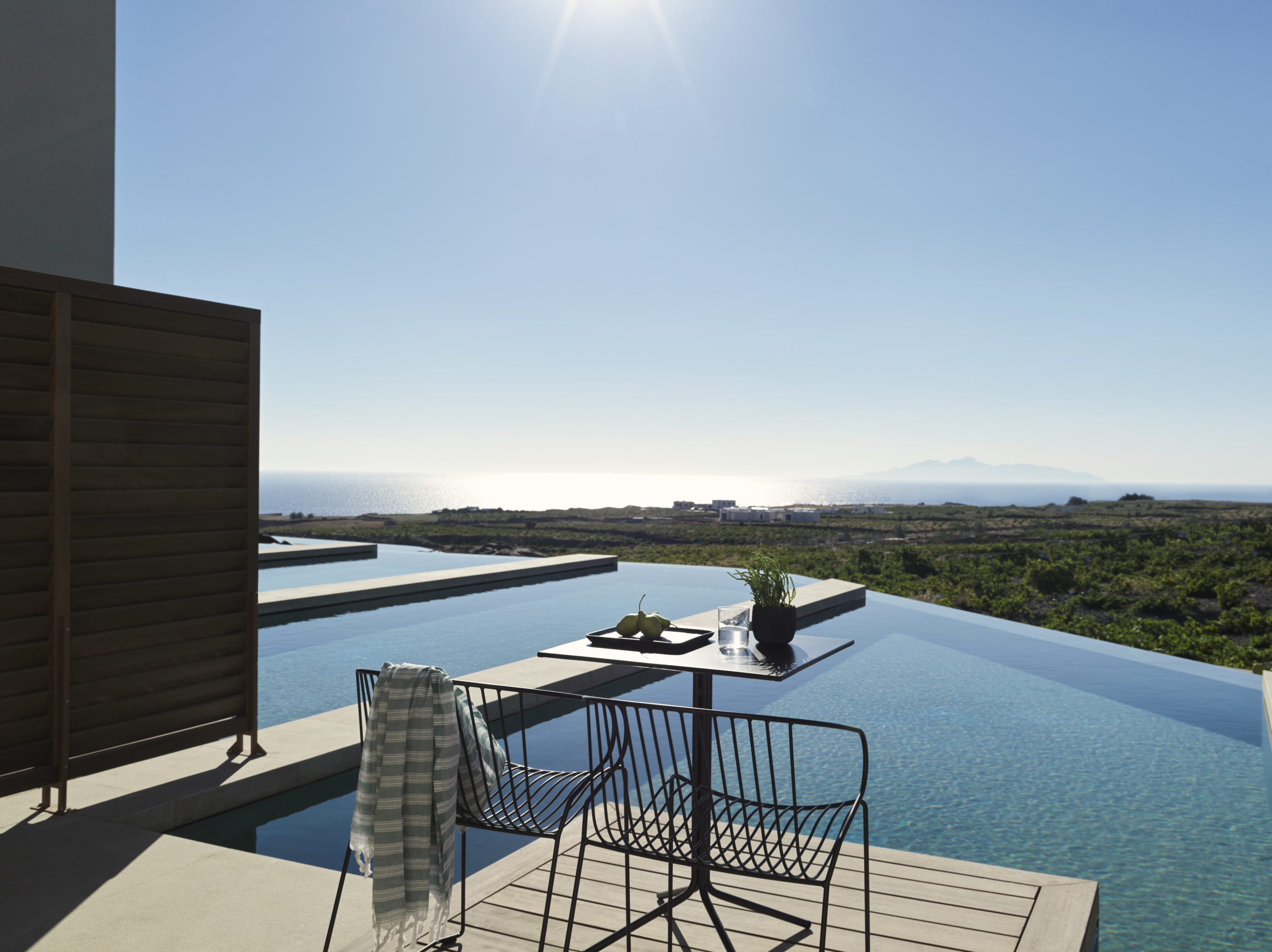 The private pools at the suites of Hyatts Magma Resort Santorini