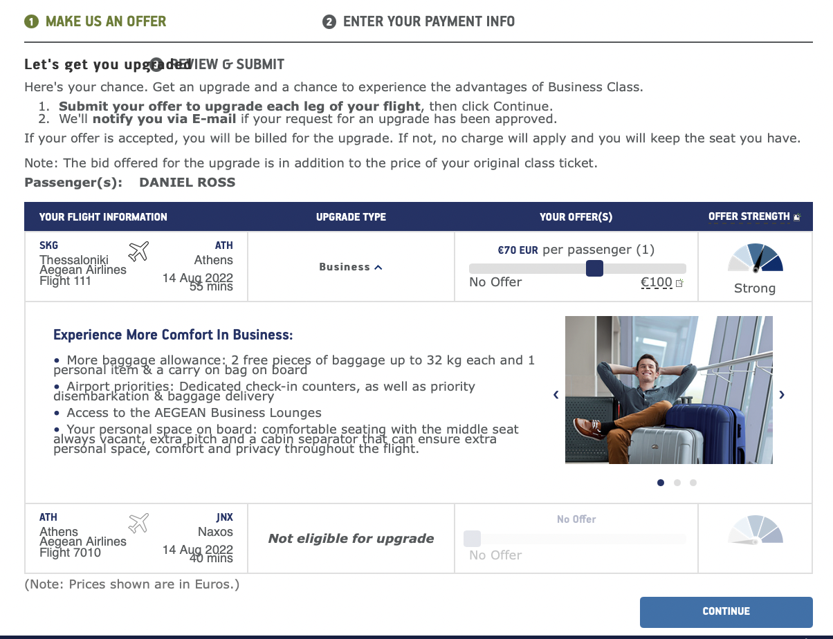 Aegean Upgrade bidding