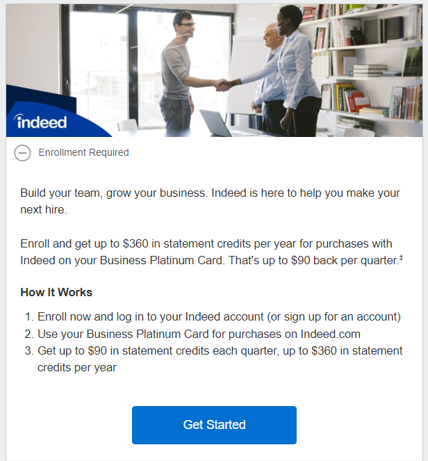Amex Business Platinum Indeed benefit