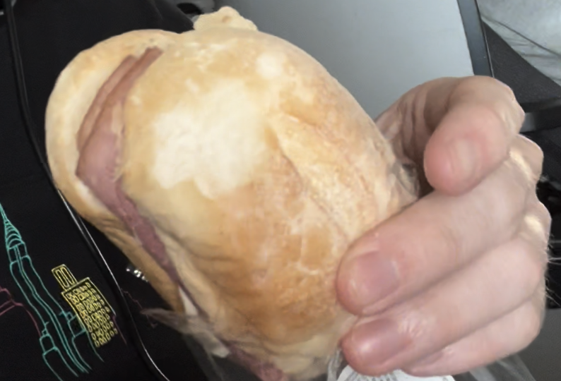 Avianca Boeing 787 business class ham and cheese sandwich