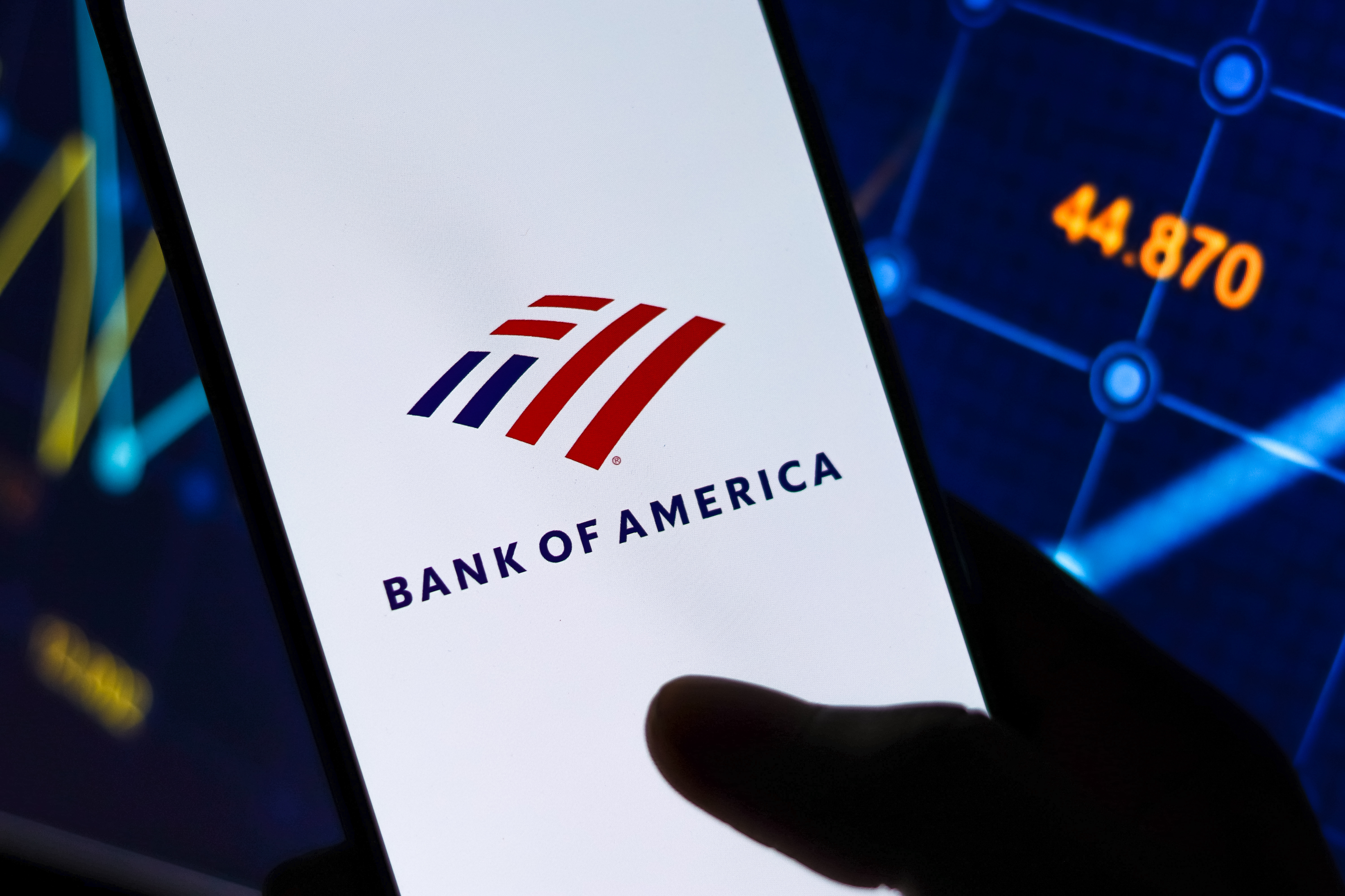 Bank of America logo on phone