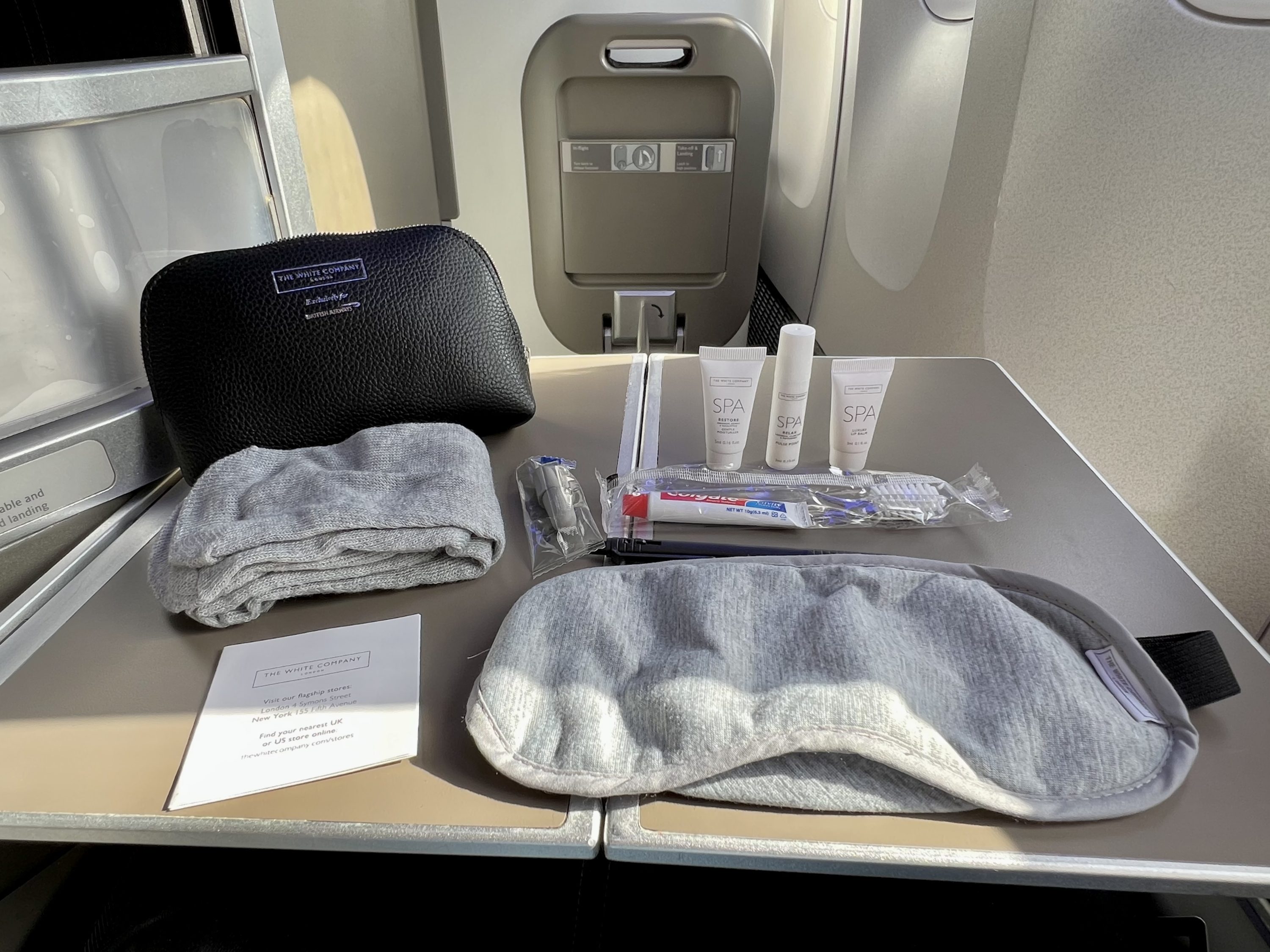 British Airways Boeing 777 200 Club World amenity kit contents