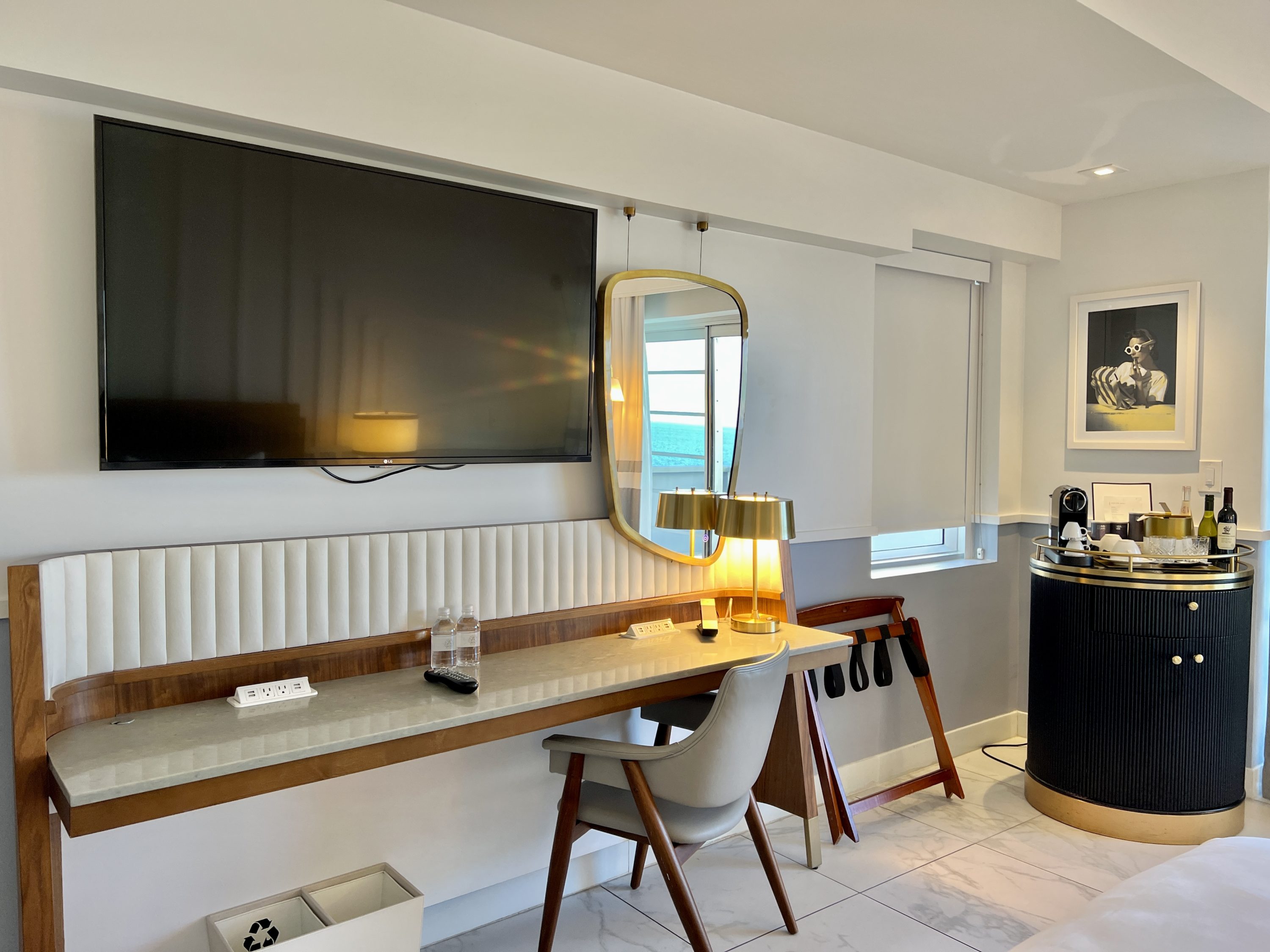 Cadillac Hotel Beach Club Desk and Minibar