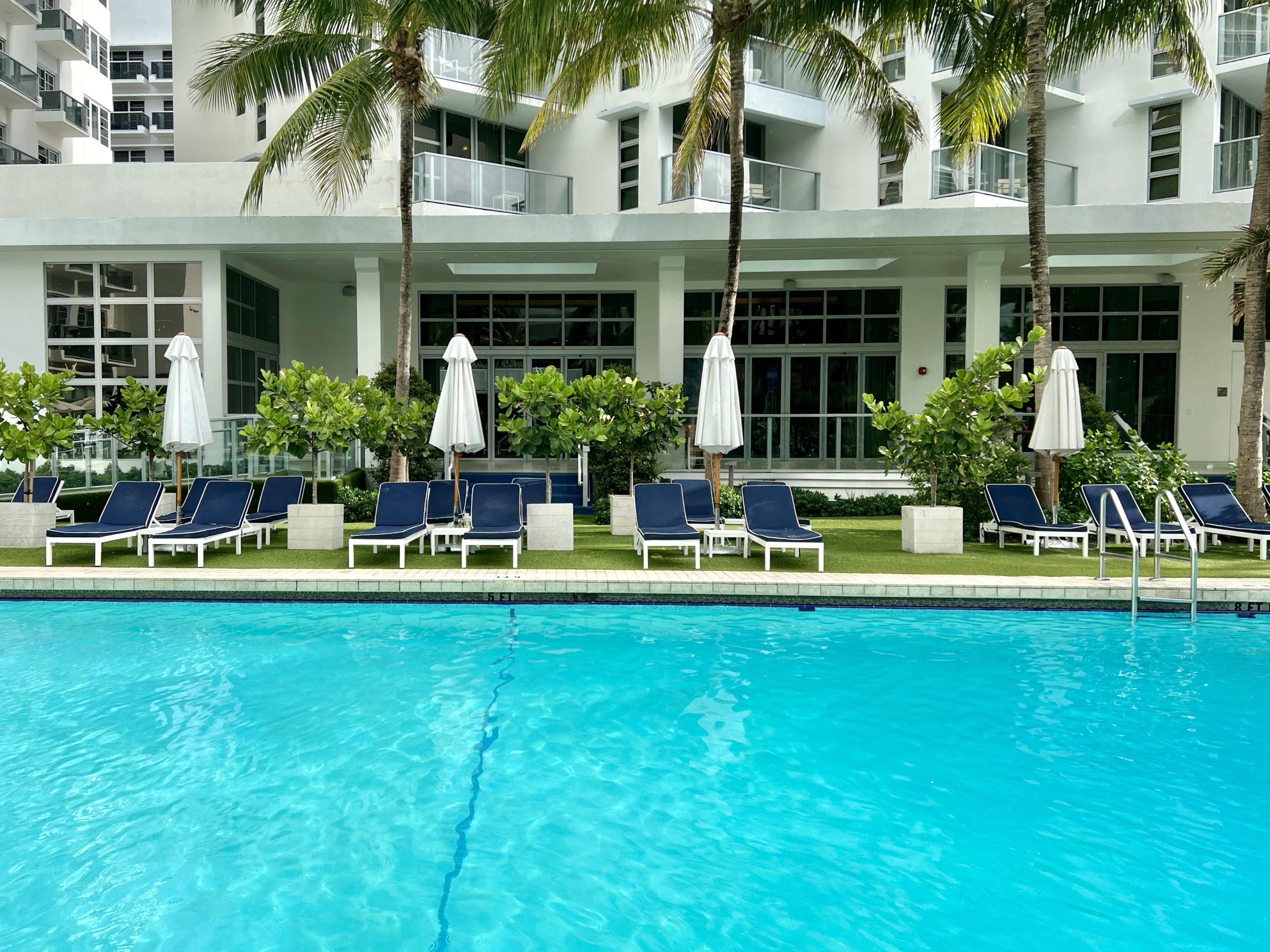 Cadillac Hotel Beach Club Family Pool Navy Loungers