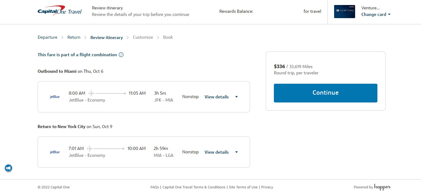 Capital One Travel JetBlue