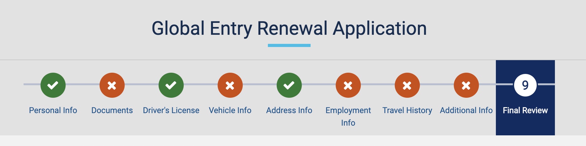 GE Global Entry Renewal Application steps