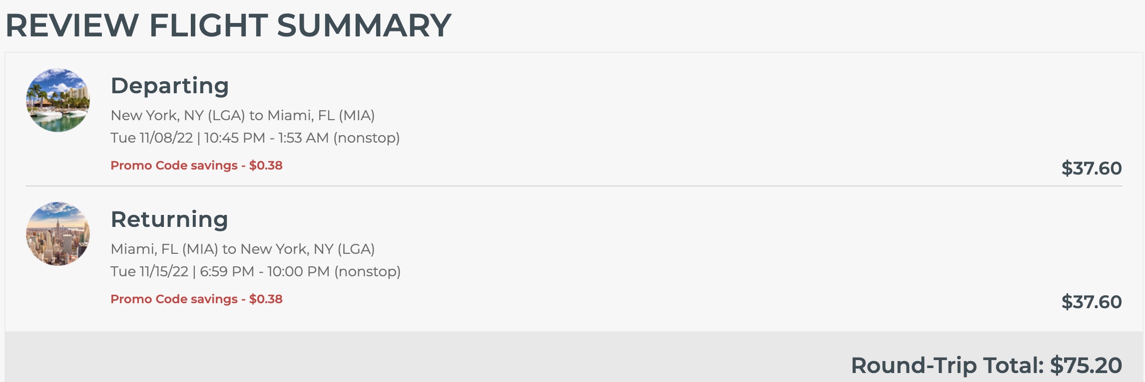 Frontier flight summary LGA-MIA