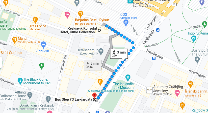 Reykjavik Konsulat Hotel Walking Directions 