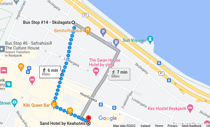 Sand Hotel by Keahotels Reykjavik Walk Route