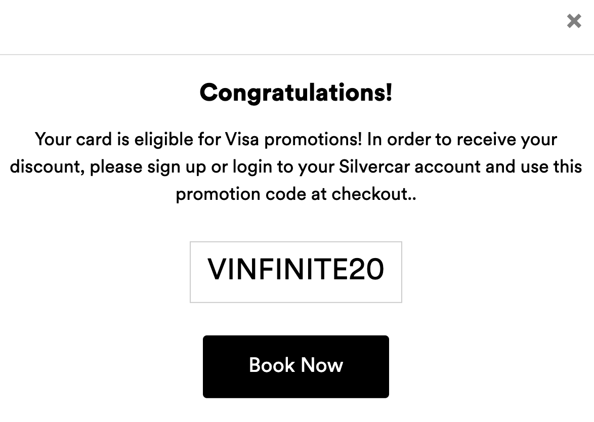 Visa Infinite Silvercar discount