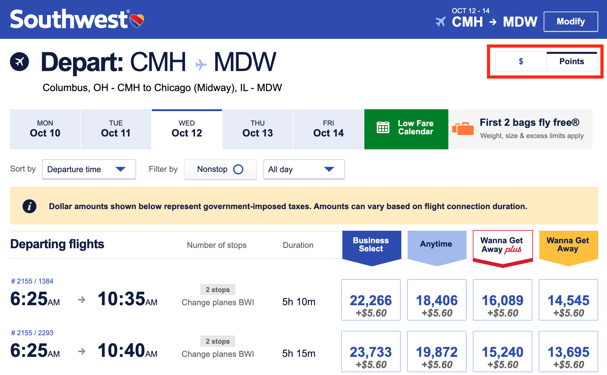 Southwest flights in points or cash Southwest flights in points or cash