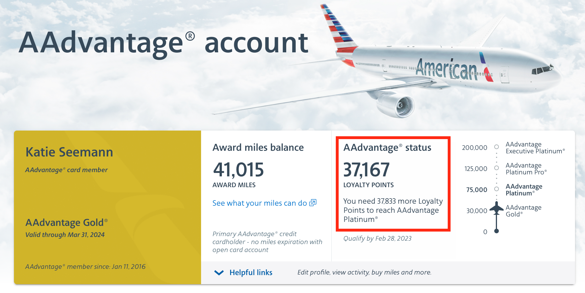 AAdvantage Elite Status progrress