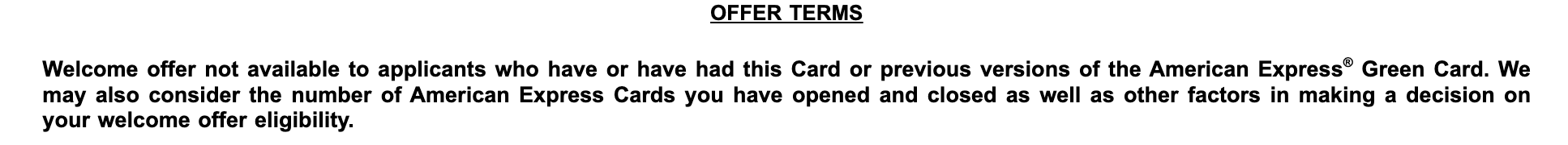 American Express lifetime language