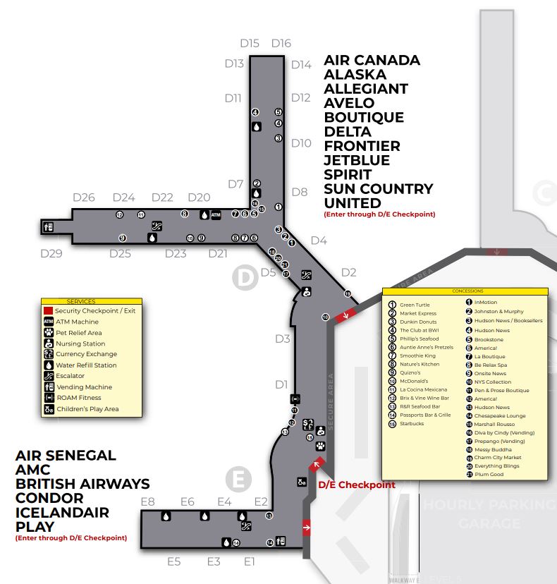 Baltimore Washington International Airport Concourses D and E
