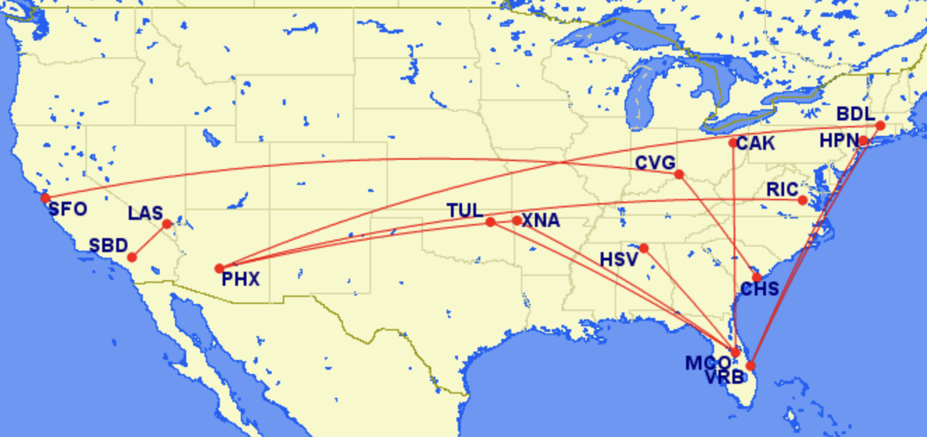 Breeze Airways' new nonstop services for 2023