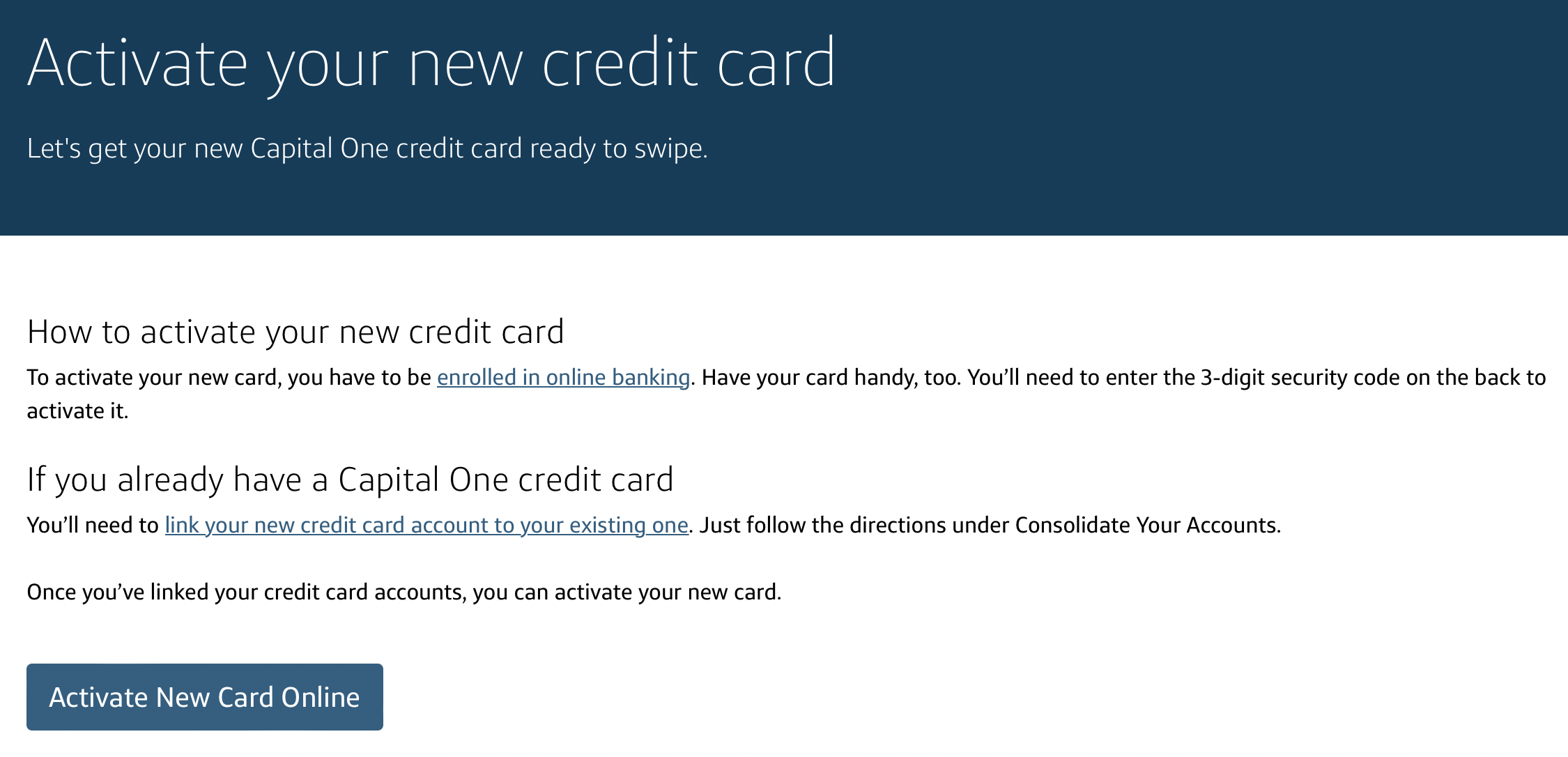 Capital One Verification Screen on Website