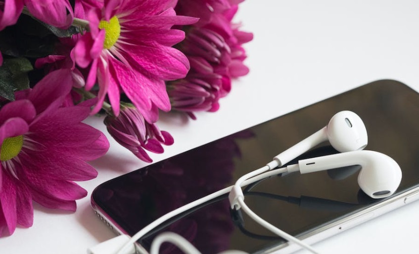 Cell phone and flowers