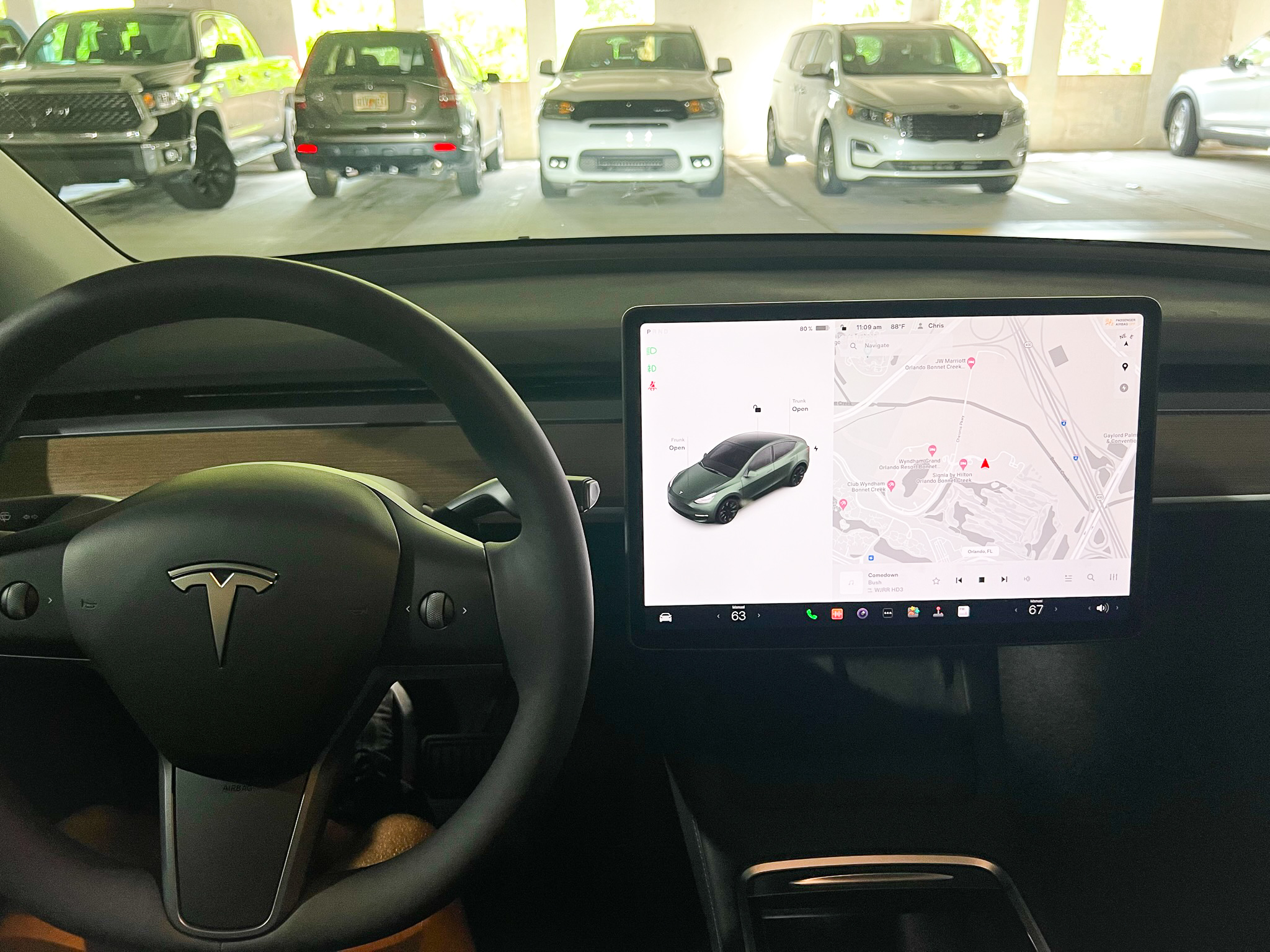 Hertz Tesla Model Y interior screen