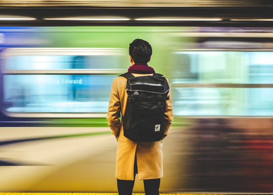 Man Facing Subway Train
