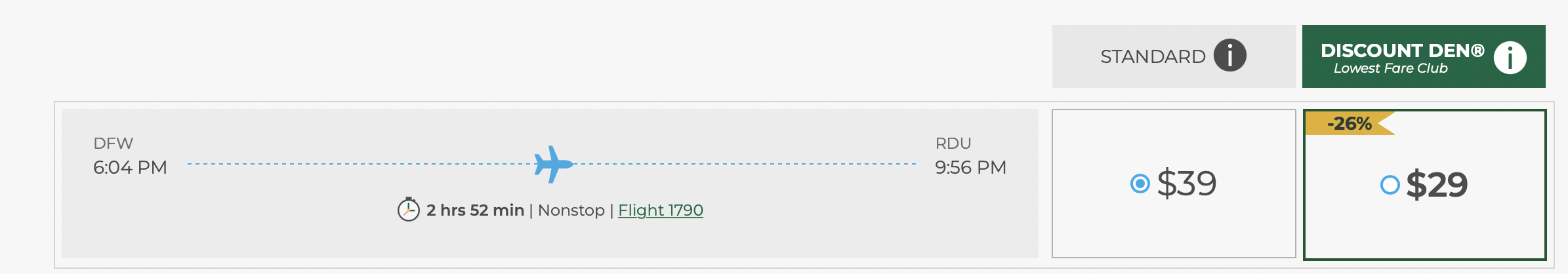 1 way fares from Dallas to Raleigh from just 29