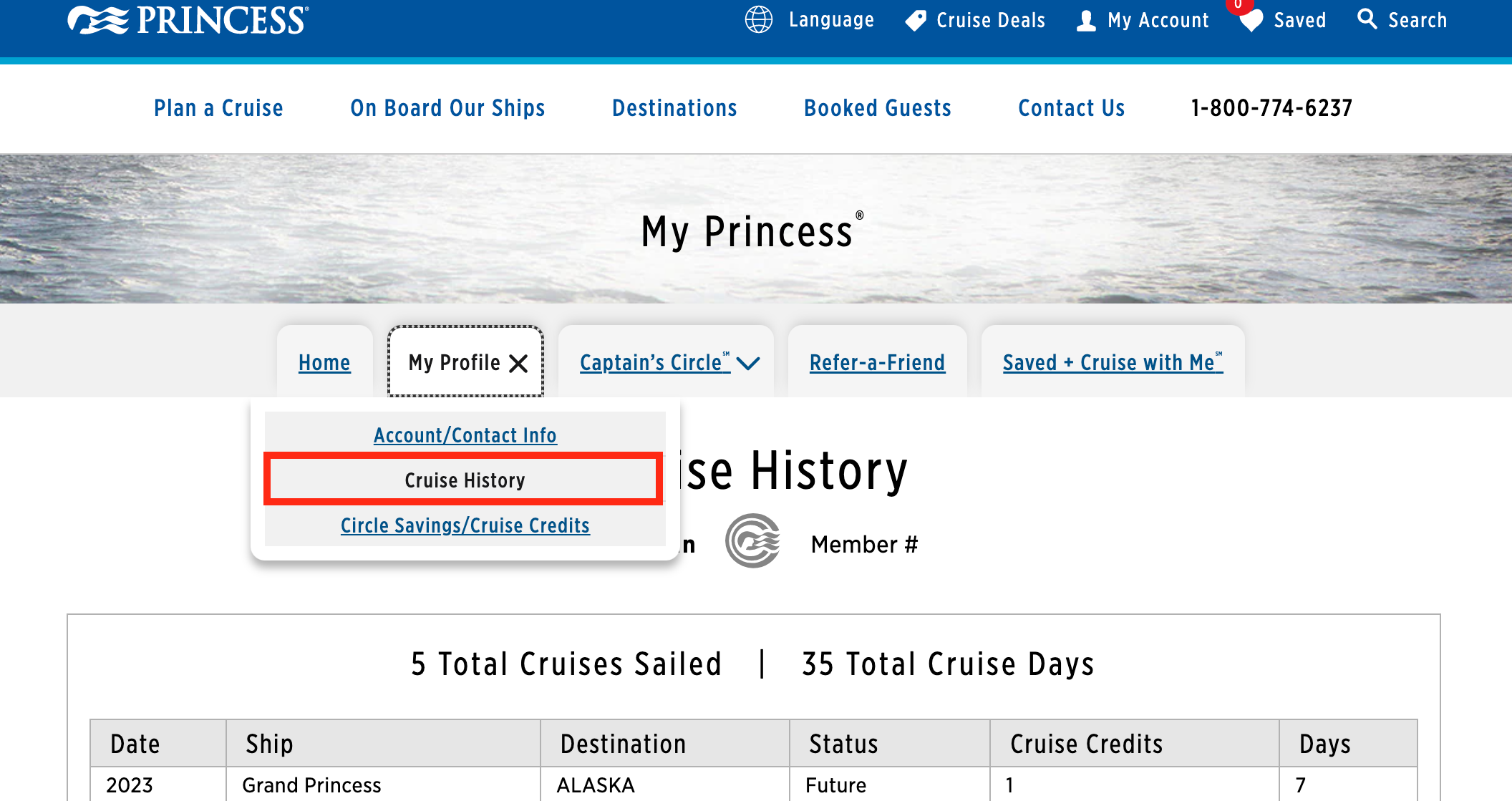 Captains Circle Loyalty Program online account