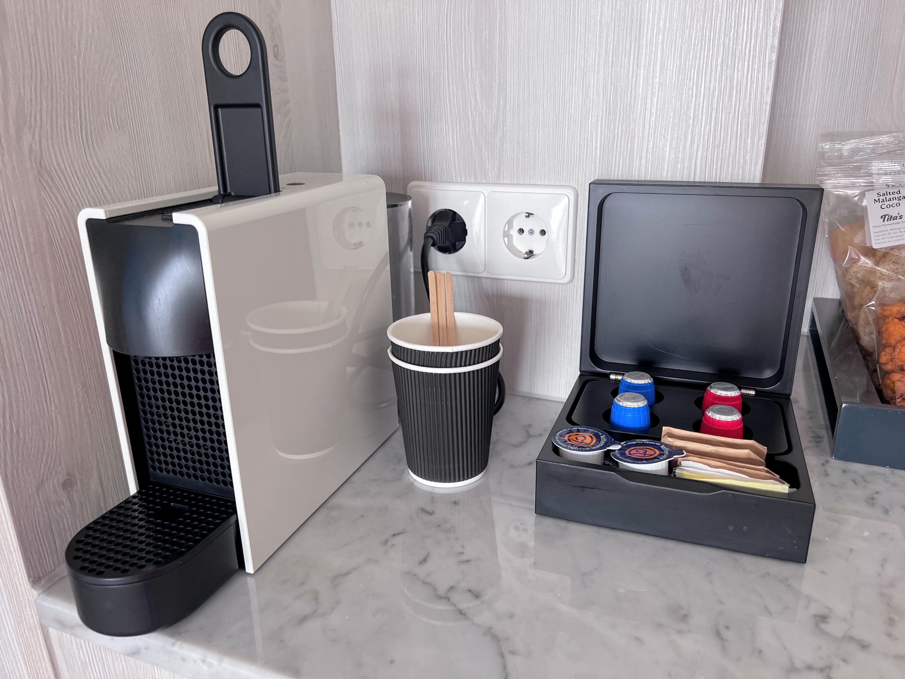 Curacao Marriott Beach Resort guest room espresso machine