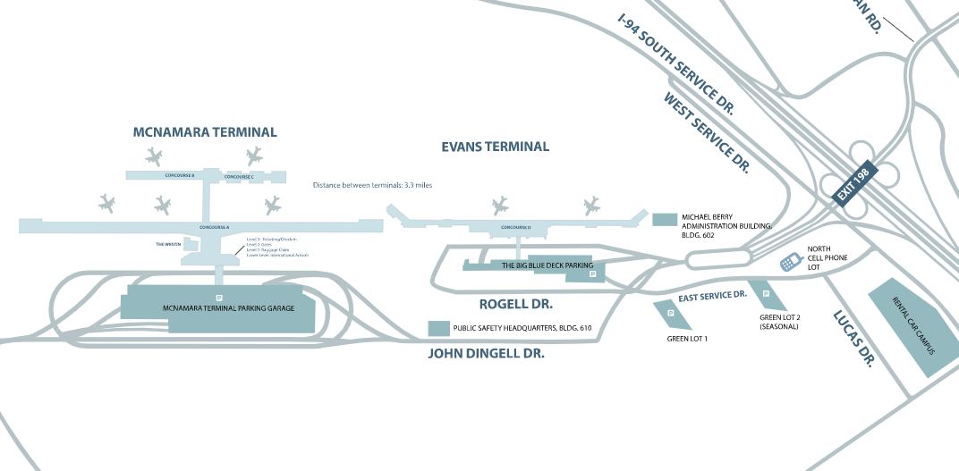 Detroit Metropolitan Wayne County Airport Map Detroit Metropolitan Wayne County Airport Map