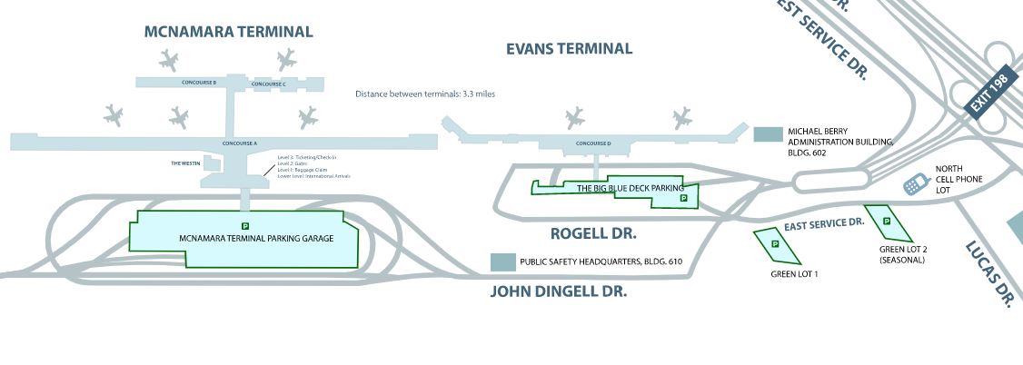 Detroit Metropolitan Wayne County Airport Parking Map
