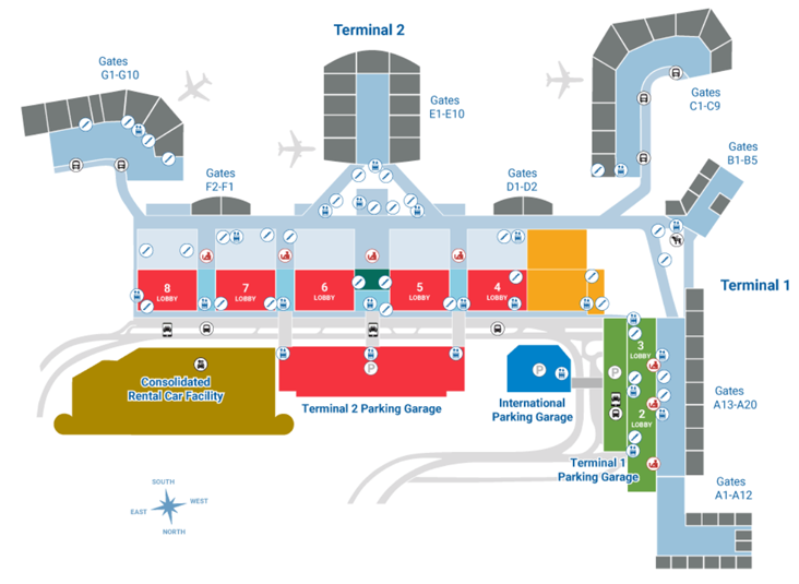 HNL Airport Upper Level Terminal Map