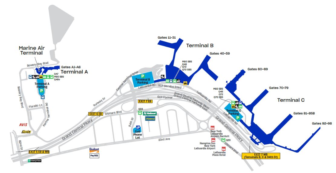 La Guardia Airport Parking LaGuardia Airport Map