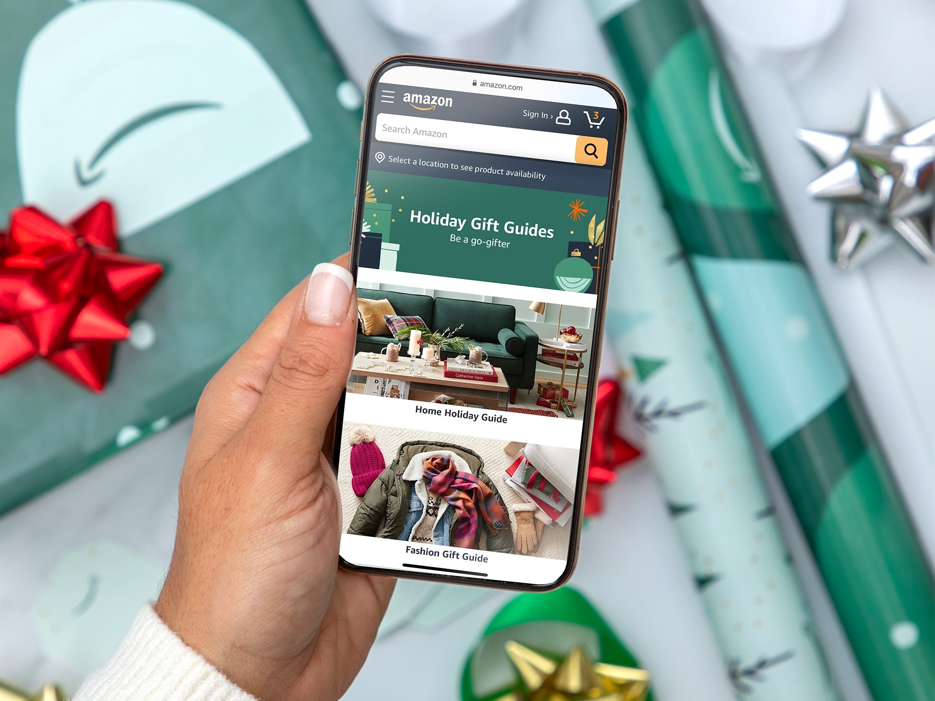 Person shopping on Amazon on phone Person shopping on Amazon on phone