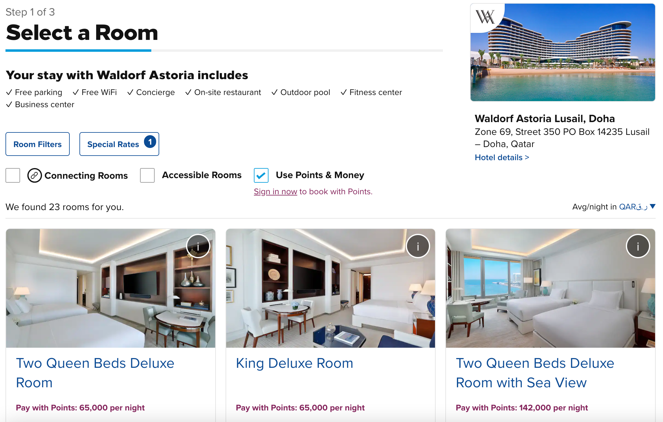 Waldorf Astoria Lusail Doha Room Rate