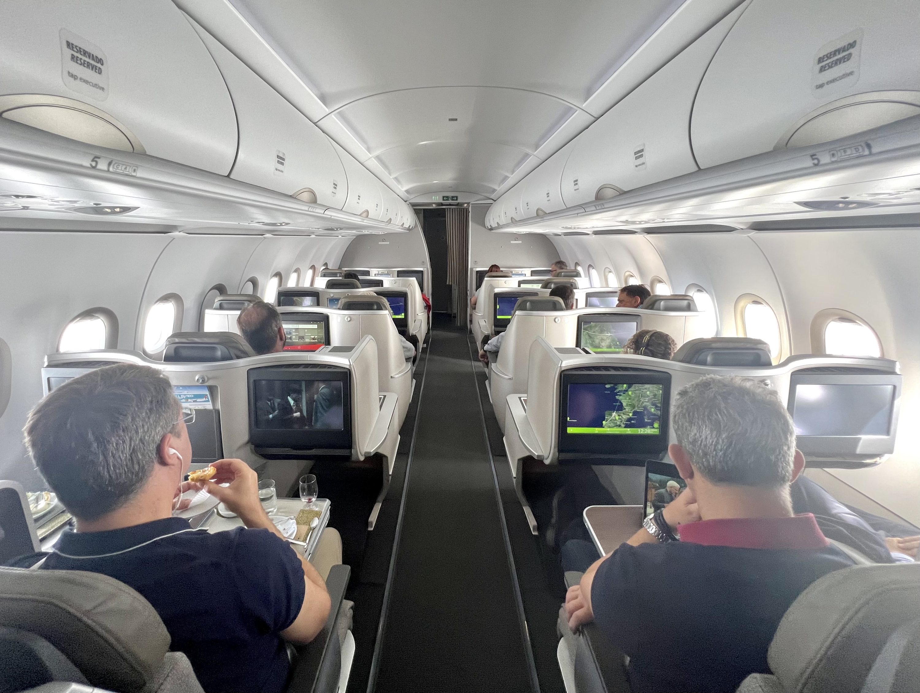TAP Air Portugal Airbus A321LRneo business class cabin from rear