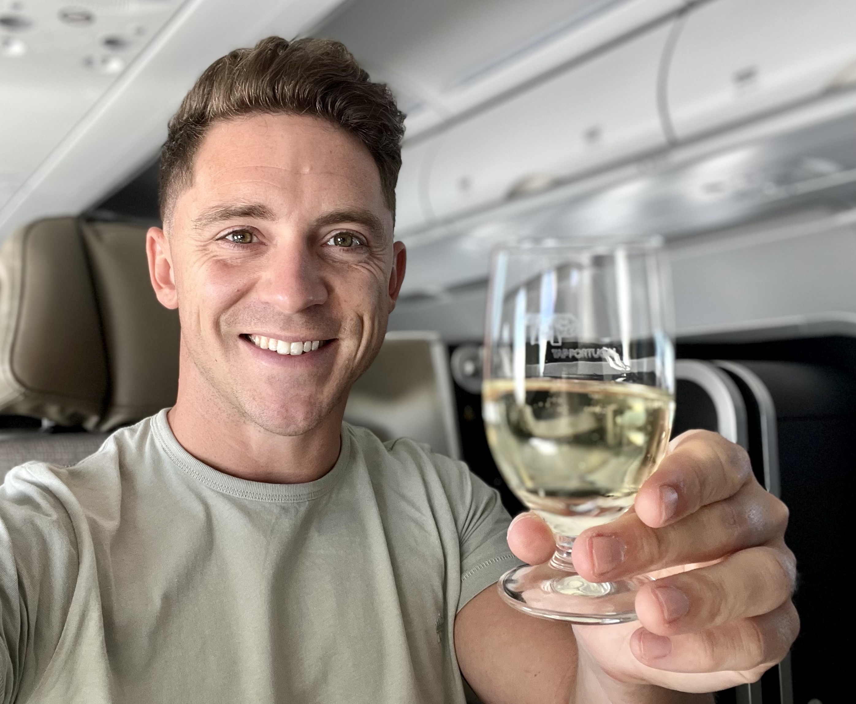 TAP Air Portugal Airbus A321LRneo business class cheers selfie