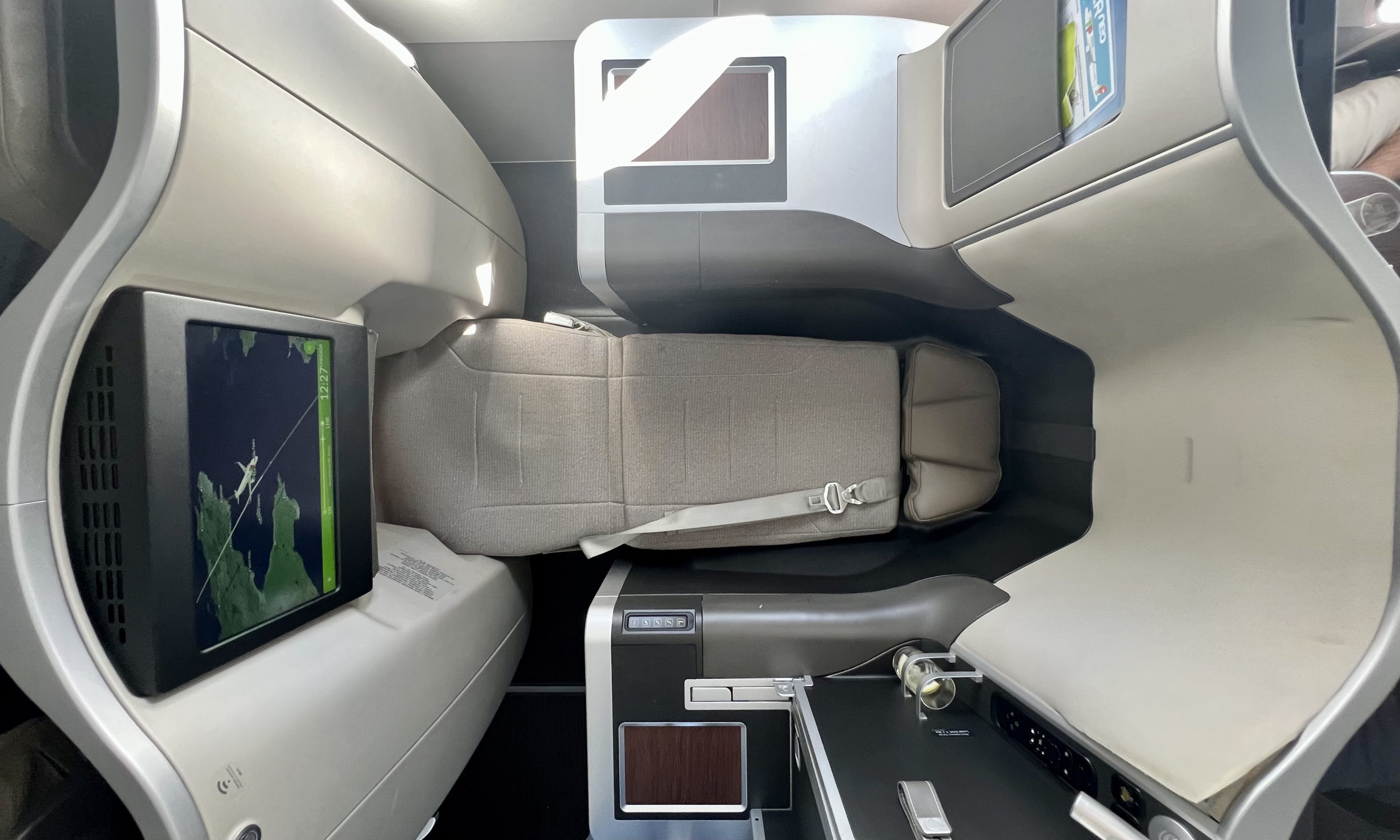 TAP Air Portugal Airbus A321LRneo business class seat fully flat from above